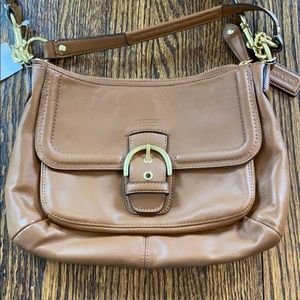 Coach brown leather cross-body bag